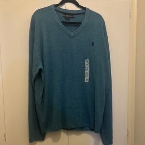 U.S. Polo Assn. Blue V-Neck Sweater Classic Knit